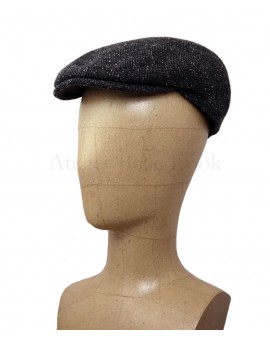 Casquette plate (anglaise) Tweed noire
